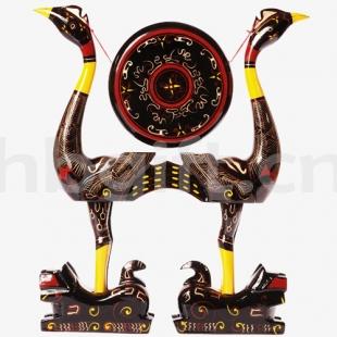 湖北紀念禮品 虎座鳥(niǎo)架鼓 楚國漆器工藝品20cm