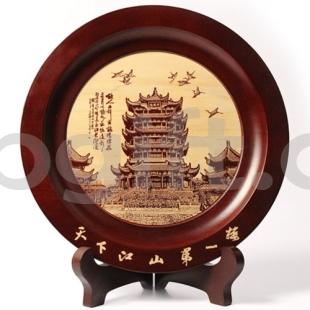 湖北文化禮品 武漢特色紀念品 送朋友 送客戶(hù) 橡木工藝盤(pán) 