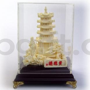 武漢黃鶴樓紀念品 骨雕黃鶴樓