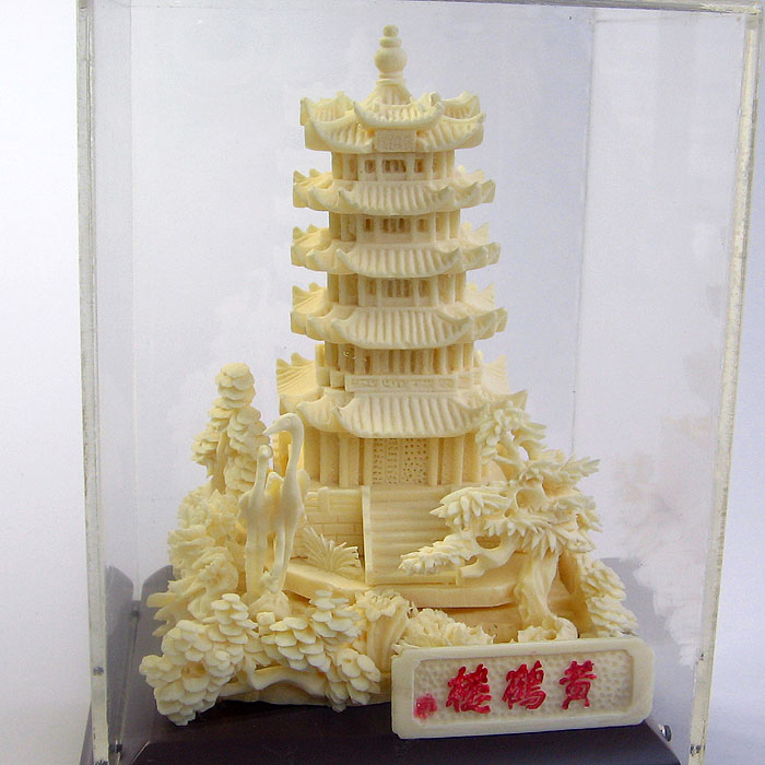 武漢黃鶴樓紀念品 骨雕黃鶴樓