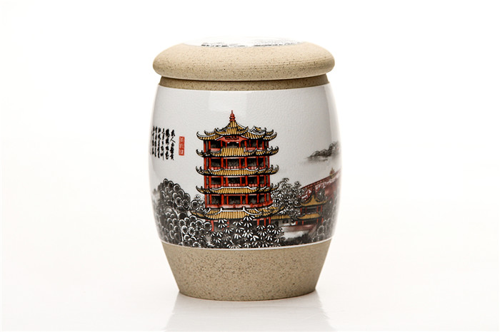 黃鶴樓紀念品 陶瓷茶葉罐 陶瓷杯