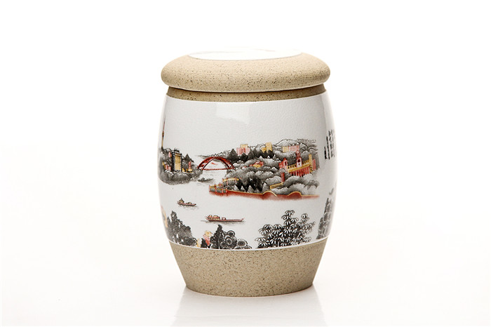 黃鶴樓紀念品 陶瓷茶葉罐 陶瓷杯