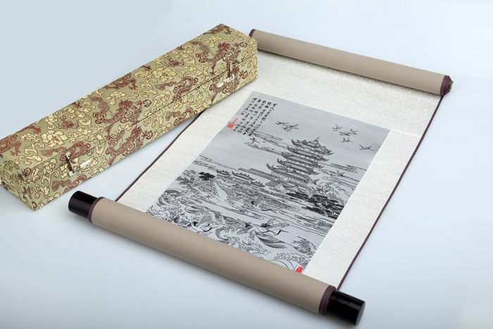 武漢高端禮品 黃鶴樓絲綢畫(huà)